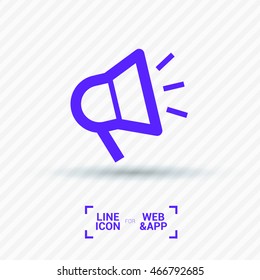 Megaphone isolated minimal flat icon. Loudspeaker line vector icon for websites and applications minimalistic flat design.