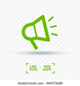 Megaphone isolated minimal flat icon. Loudspeaker line vector icon for websites and applications minimalistic flat design.