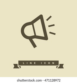 Megaphone isolated minimal flat icon. Loudspeaker line vector for websites and applications minimalistic design.