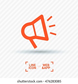 Megaphone isolated minimal flat icon. Loudspeaker line vector icon for websites and applications minimalistic flat design.