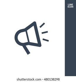 Megaphone isolated minimal flat icon. Loudspeaker line vector icon for websites and applications minimalistic flat design.
