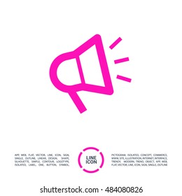 Megaphone isolated minimal flat icon. Loudspeaker line vector icon for websites and applications minimalistic flat design.