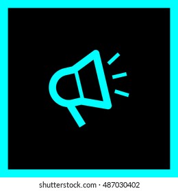 Megaphone isolated minimal flat icon. Loudspeaker line vector icon for websites and applications minimalistic flat design.