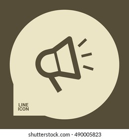 Megaphone isolated minimal flat icon. Loudspeaker line vector icon for websites and applications minimalistic flat design.