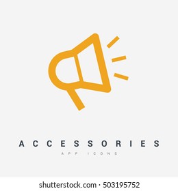 Megaphone isolated minimal flat icon. Loudspeaker line vector icon for websites and applications minimalistic flat design.