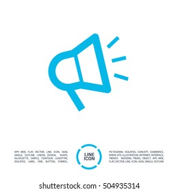 Megaphone isolated minimal flat icon. Loudspeaker line vector icon for websites and applications minimalistic flat design.