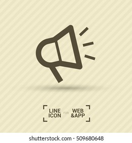 Megaphone isolated minimal flat icon. Loudspeaker line vector icon for websites and applications minimalistic flat design.