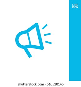 Megaphone isolated minimal flat icon. Loudspeaker line vector icon for websites and applications minimalistic flat design.