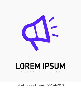 Megaphone isolated minimal flat icon. Loudspeaker line vector icon for websites and applications minimalistic flat design.