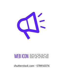 Megaphone isolated minimal flat icon. Loudspeaker line vector icon for websites and applications minimalistic flat design.