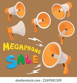 Megaphone isolated on a brown background. This speaking-trumpet is also known as a bullhorn, blowhorn, or loudhailer.