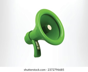 megaphone isolated vector 3d illustration. green megaphone 3D icon