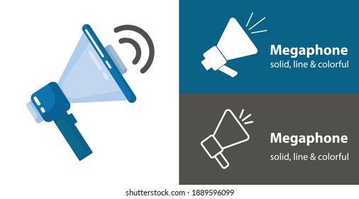 megaphone isolated vector flat icon. business line solid design element