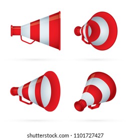 Megaphone isometric illustrations set.
Loudspeaker vector symbols. Vintage megaphone isolated on white background.
