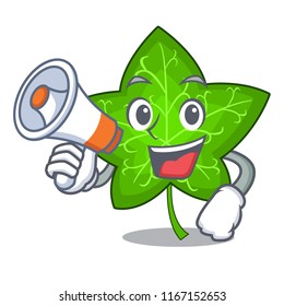With megaphone ivy leaf isolated on character cartoon