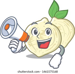 With megaphone jicama with in the isolated mascot