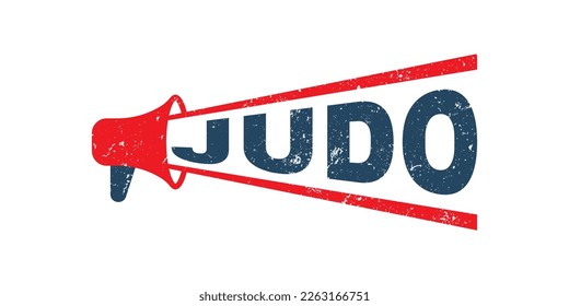 megaphone judo stamp red grunge texture vector graphic