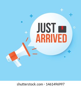 Megaphone just arrived in speech bubble.Concept advertising sale.Vector illustration.