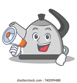 With megaphone kettle character cartoon style
