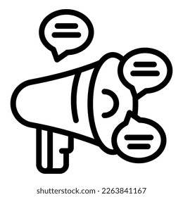 Megaphone Schlüsselpunkt Symbol Umriss-Vektorgrafik. Listenprüfung. Kerntipps