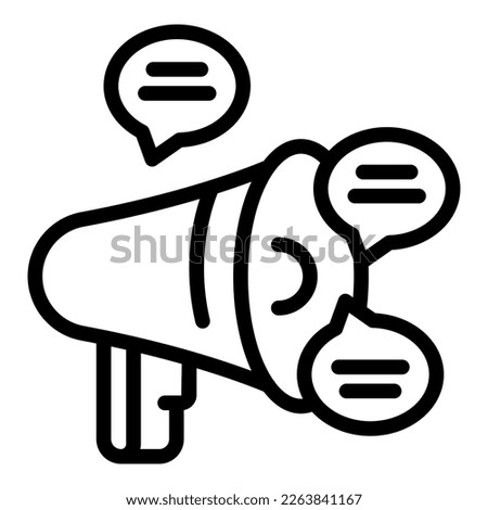Megaphone key point icon outline vector. List check. Core tips