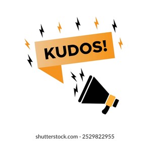 Megaphone with Kudos speech vector bubble banner