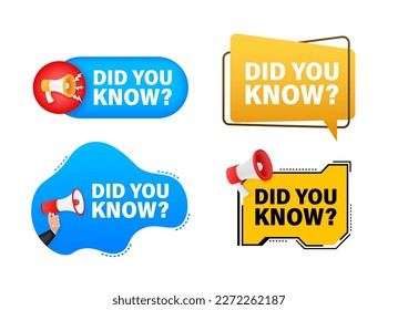 Megaphone label set with text Did you know. Megaphone in hand promotion banner. Marketing and advertising