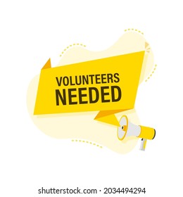 Se necesita una etiqueta de megáfono con voluntarios. Banner Megaphone