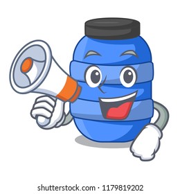 With megaphone large cartoon plastic barrel for water