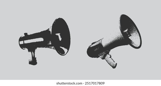 Megaphone,  Large Grain Photocopy Effect, for grunge punk y2k collage design
