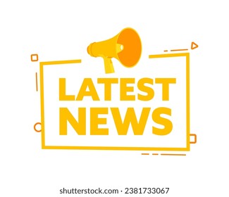 Megaphone with Latest News speech bubble banner. Promotion and advertising label. Vector stock illustration