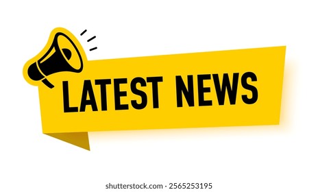 Megaphone with latest news speech bubble. Loudspeaker. Banner for business, marketing and advertising. Vector illustration