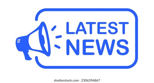 Megaphone with Latest news text. Latest news label. Announcement. Breaking, hot and fake news. Loudspeaker. Important Newsletter. Banner for business, promotion and advertising. Vector illustration