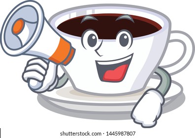 With megaphone latte macchiato isolated with the mascot