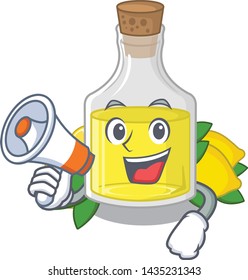 With megaphone lemon oil in the mascot shape