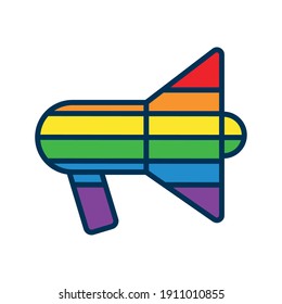 Megaphon mit lgtbi-Fahne im flachen Stil Symbol Vektorgrafik-Design