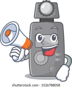 With megaphone light meter character the shape mascot