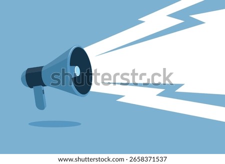 Megaphone and lightning. Special offer. Promotion on social networks. Marketing time concept. Speaker or speaker object. 
