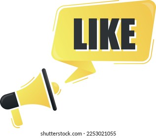 Megaphone mit wie auf gelbem Hintergrund. Megaphonbanner. Webdesign.