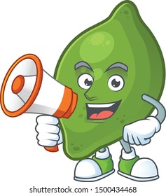 With megaphone lime fruit character on white background