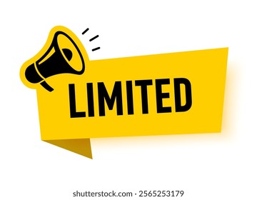 Megaphone with limited speech bubble. Loudspeaker. Banner for business, marketing and advertising. Vector illustration.