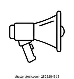 Megaphone line art illustration suitable for marketing announcements public address graphics