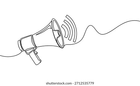 Megaphon Line Art Vector. Minimale kontinuierliche Ankündigung Klangillustrationsvektor