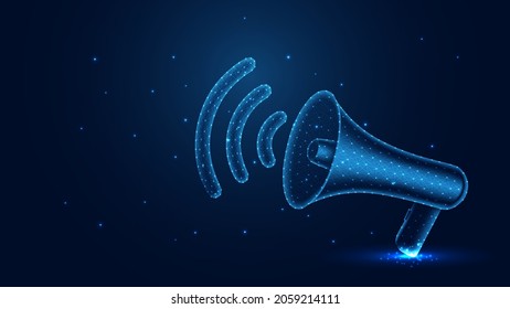 Megaphone line connection. Low poly wireframe design. Abstract geometric background. vector illustration.