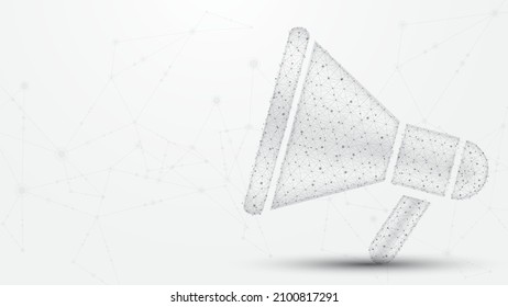 Conexión a la línea Megaphone. Diseño de armazón de polietileno bajo. Fondo geométrico abstracto. ilustración vectorial.
