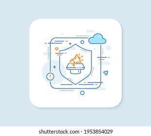 Megaphone line icon. Abstract vector button. Advertisement device symbol. Brand ambassador loudspeaker sign. Megaphone line icon. Protect shield concept. Vector