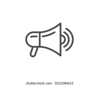 Megaphone Line Icon. Advertisement Device Symbol. Communication Sign. Quality Design Element. Editable Stroke. Vector