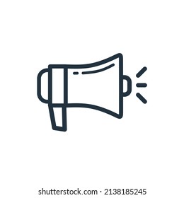 Icono de línea Megaphone aislado en un fondo blanco. símbolo megáfono o altavoz para aplicaciones web y móviles.