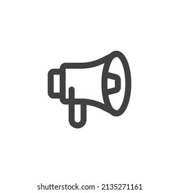 Icono de línea Megaphone. signo de estilo lineal para concepto móvil y diseño web. Altavoz, icono del vector de contorno de la hornilla. Símbolo, ilustración del logotipo. Gráficos vectoriales