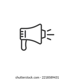 Megaphone line icon. Loudspeaker linear style sign for mobile concept and web design. Bullhorn outline vector icon. Promotion, announcement symbol, logo illustration. Vector graphics